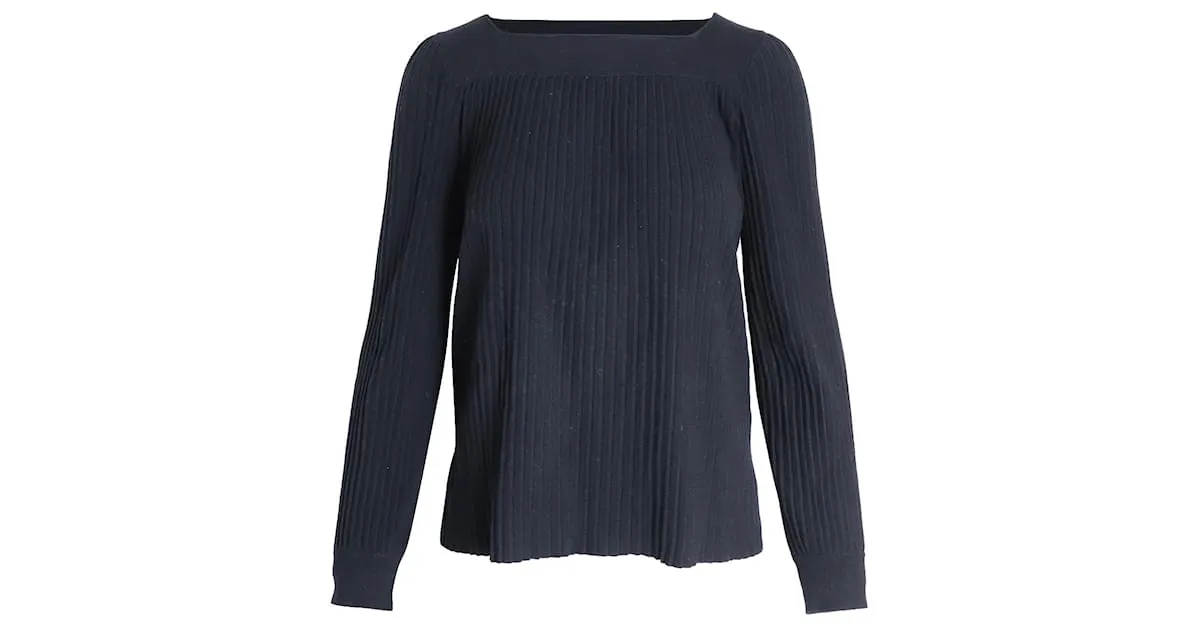 Apc EN.PAG.do. Jersey de canalé con cuello barco en viscosa negra Negro 