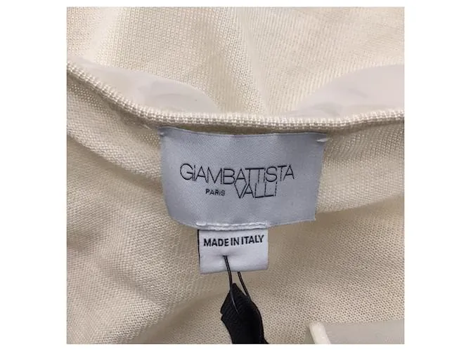 Autre Marque Giambattista Valli Jersey de punto de cachemir con volantes color marfil Crudo 