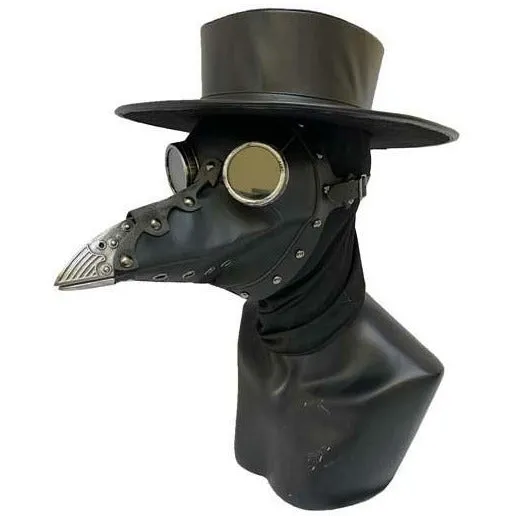 Black Plague Doctor Mask with Goggles