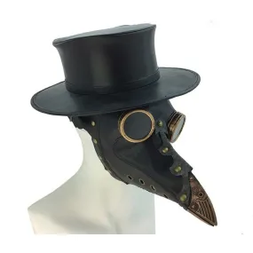 Black Plague Doctor Mask with Goggles