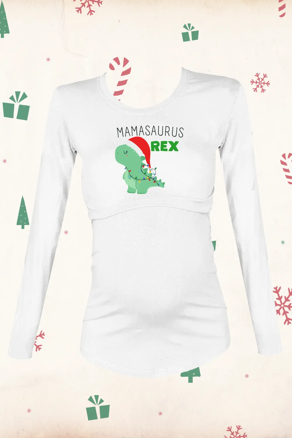 Blusa maternidad-lactancia Manga Larga. Mamasaurus christmas