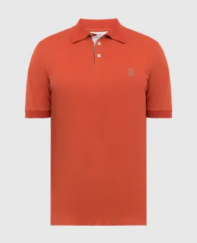 Brunello Cucinelli Orange polo with logo print