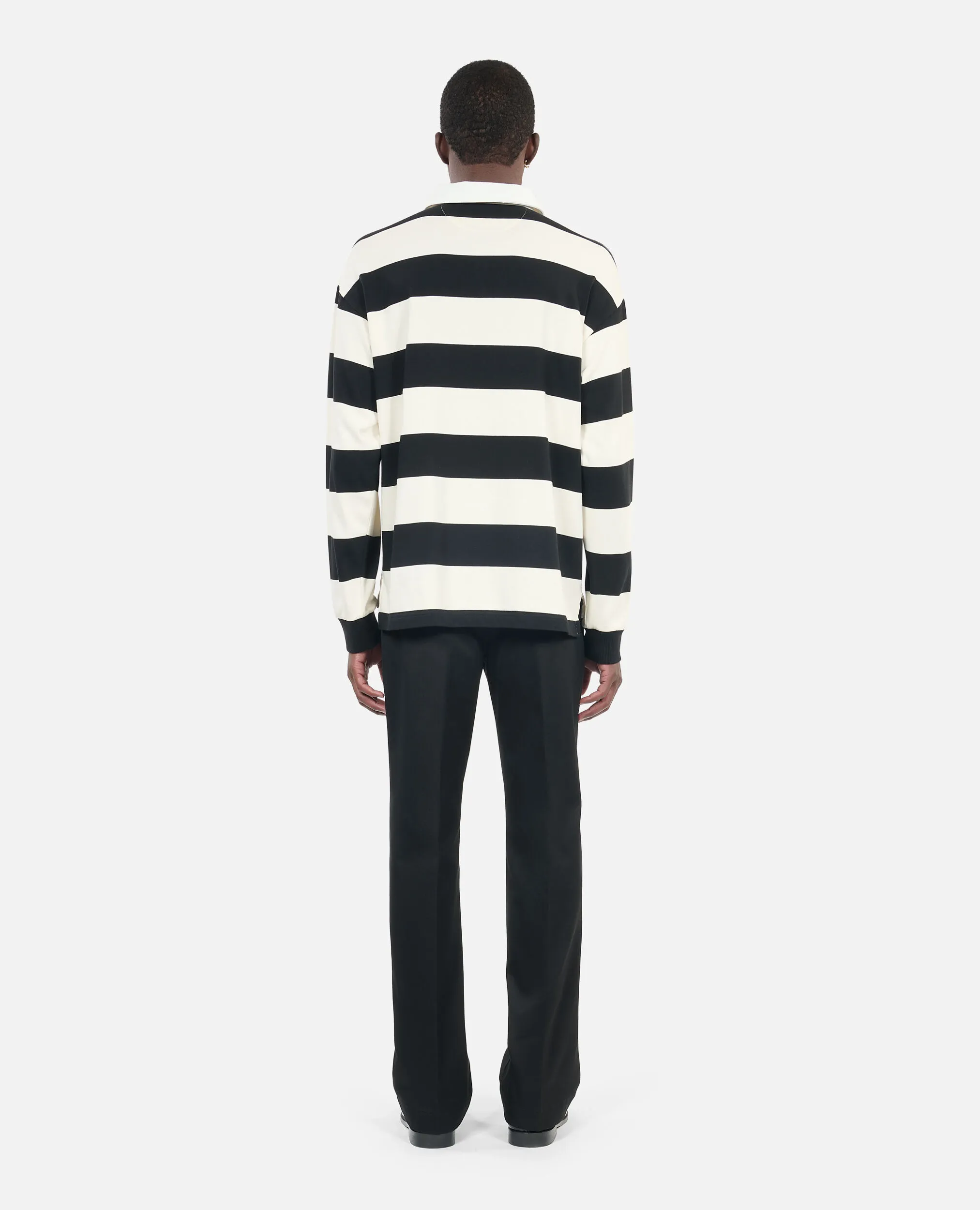 Camisa polo manga larga rayas negra blanca