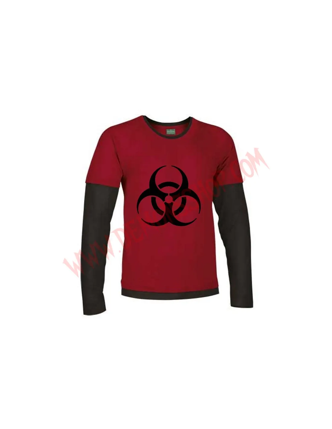 Camiseta ML Biohazard (Roja manga negra)