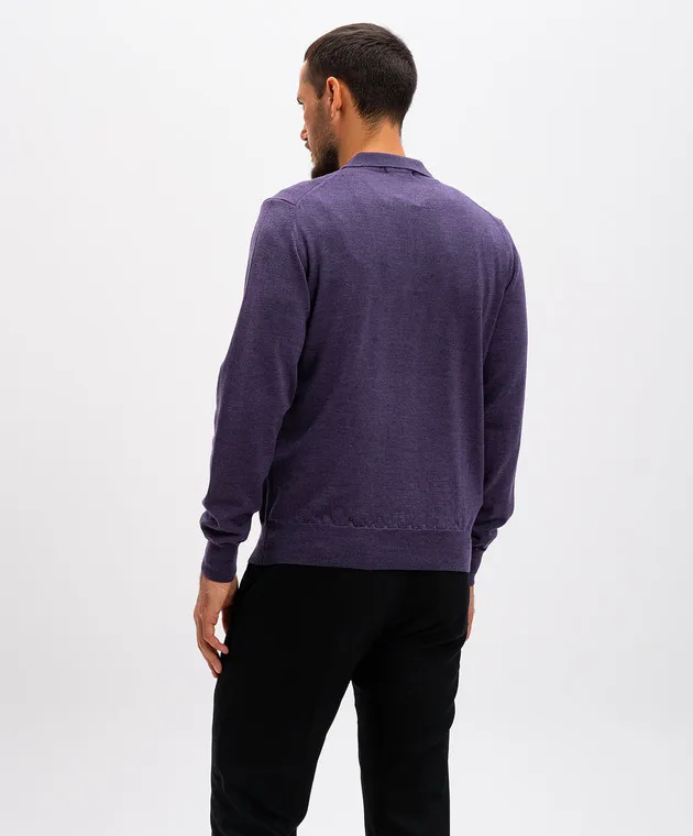 Cashmere&Whiskey Purple merino wool polo shirt