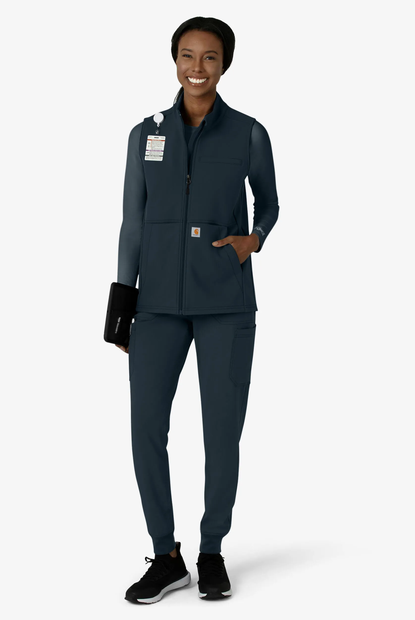 Chaleco médico Carhartt Cross-Flex Rugged STRETCH con cremallera y 6 bolsillos para mujer
