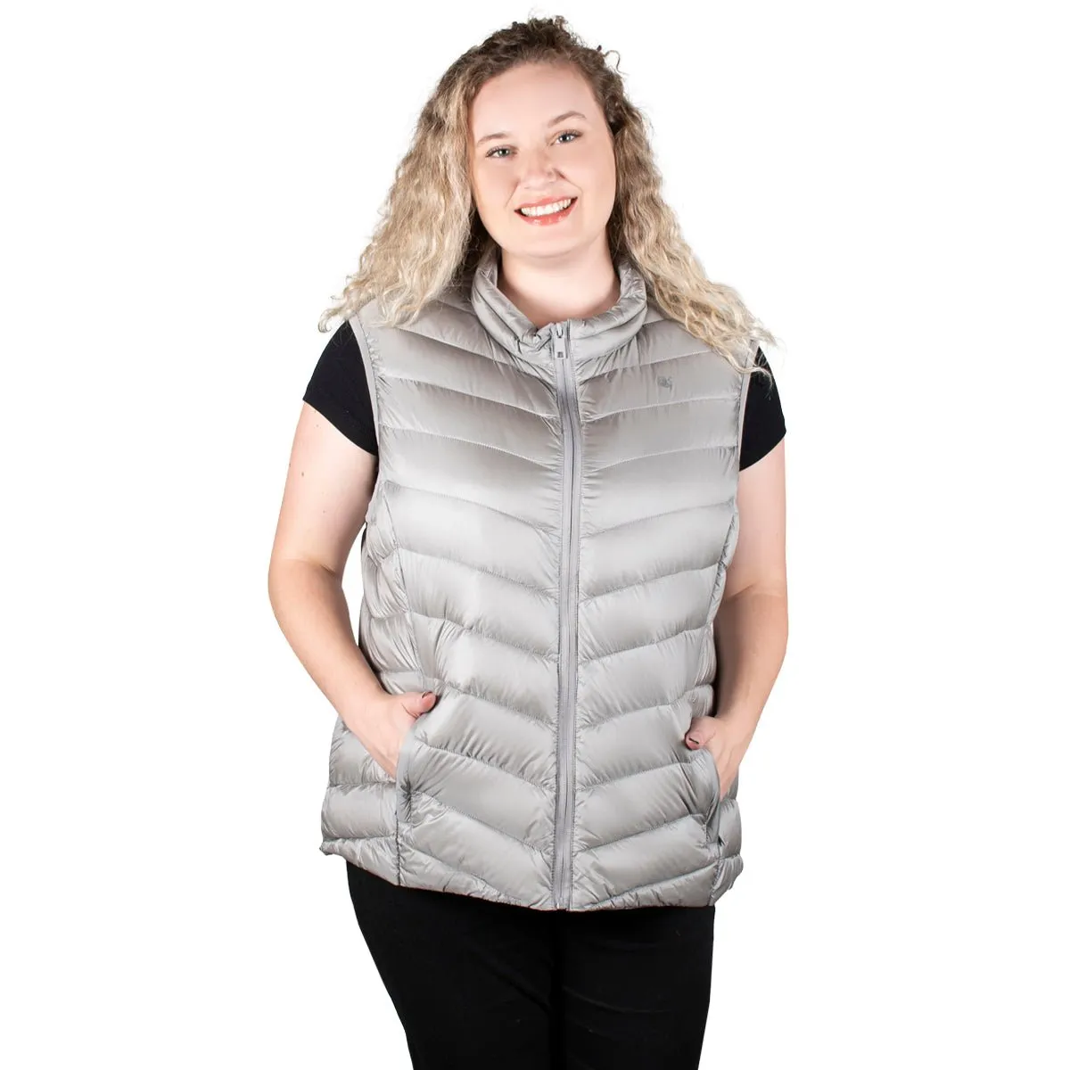 Chaleco Pluma Ligera con Gorro Mujer Plus Size