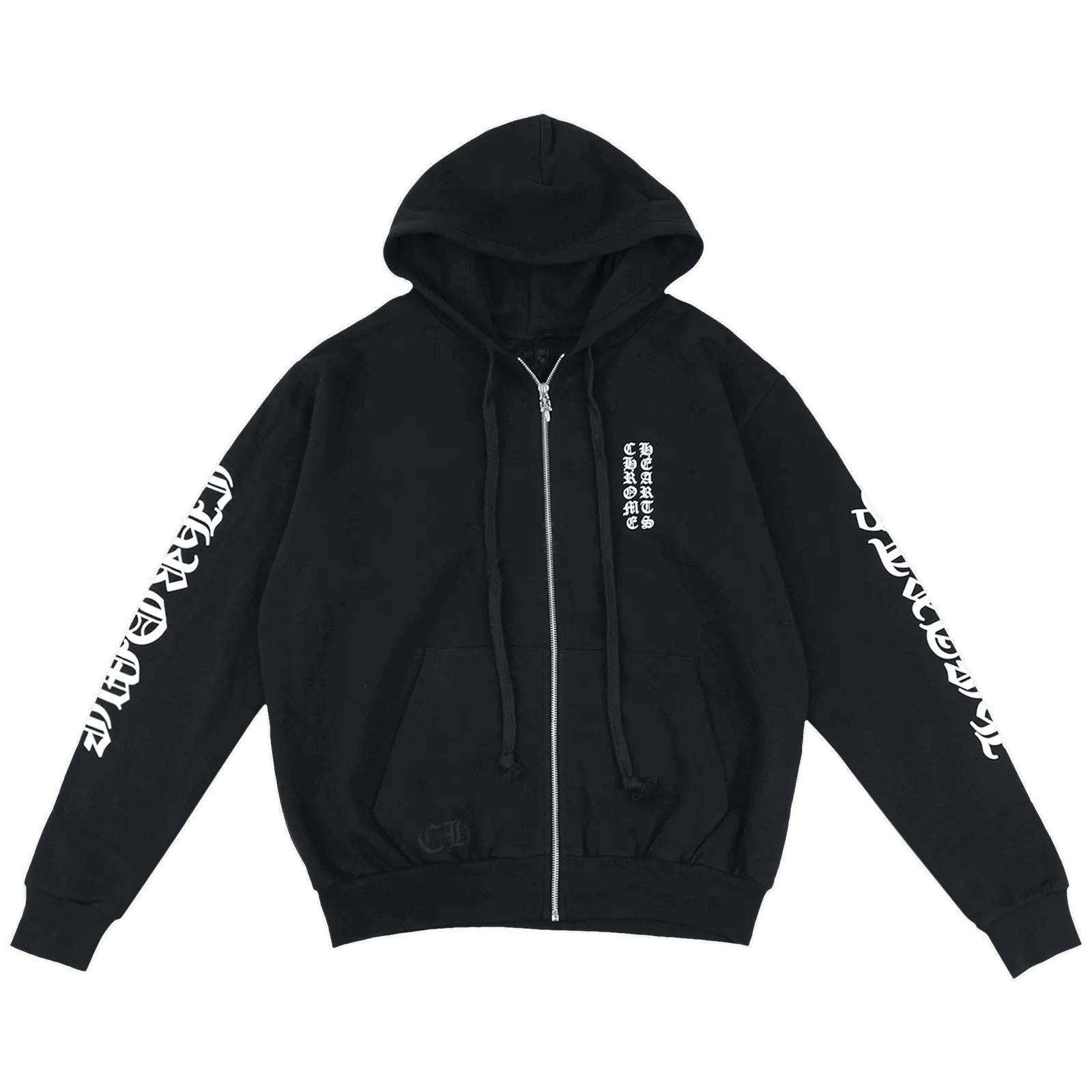 Chrome Hearts Letters Sleeve Fleece Zip Up Hoodie