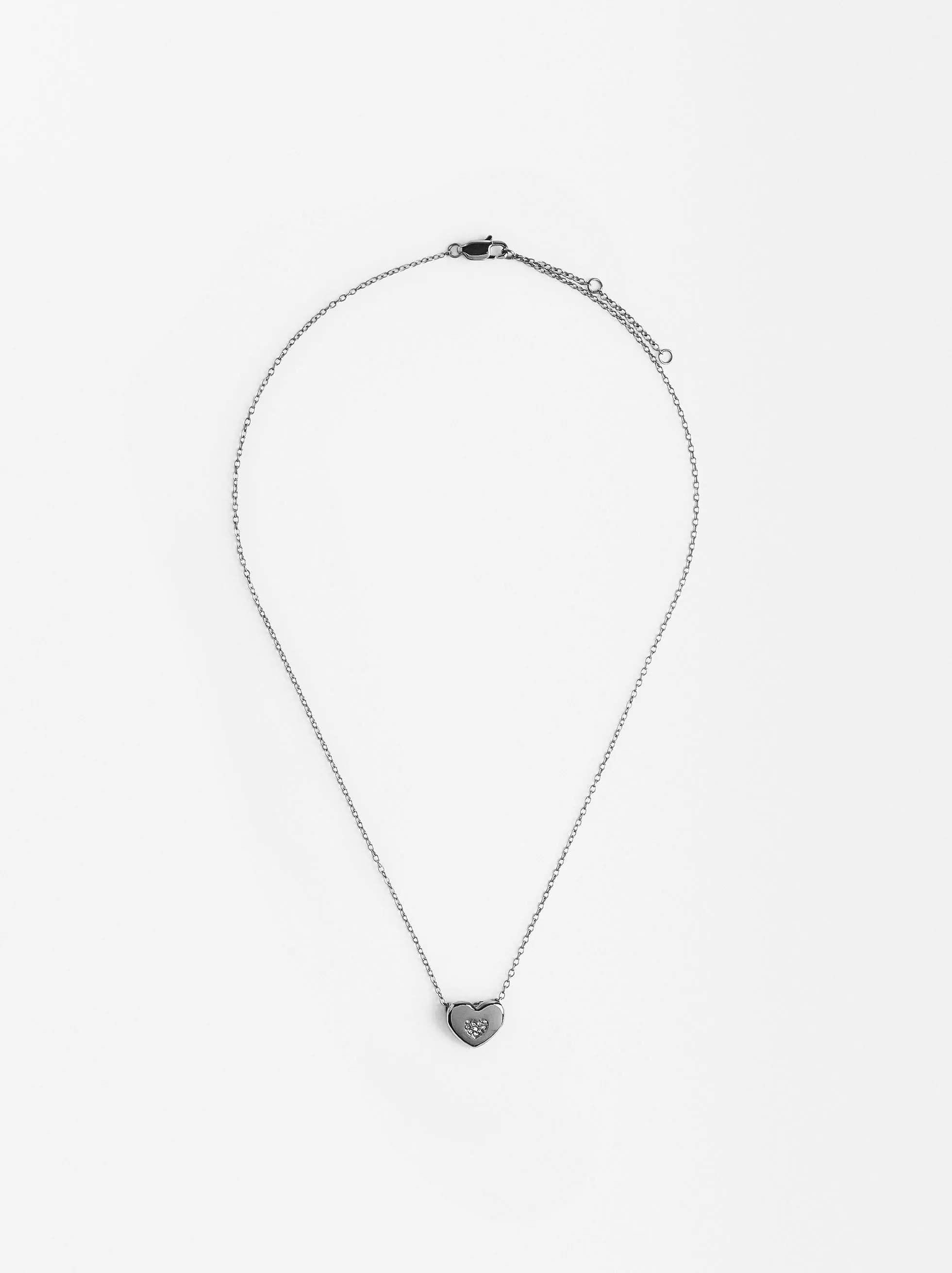 Collar Corazón Con Cristales - Acero Inoxidable