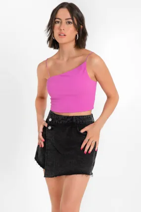 Crop top tirantes escote diagonal