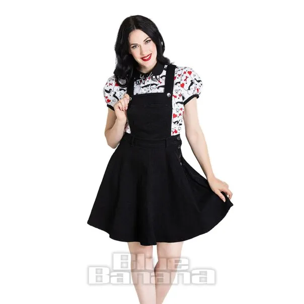 Hell Bunny Pichi o Peto Con Falda Retro Vintage Dakota (Negro)