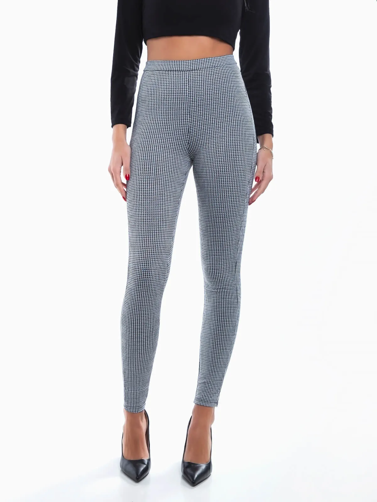 Leggins pied de poule blanco y negro