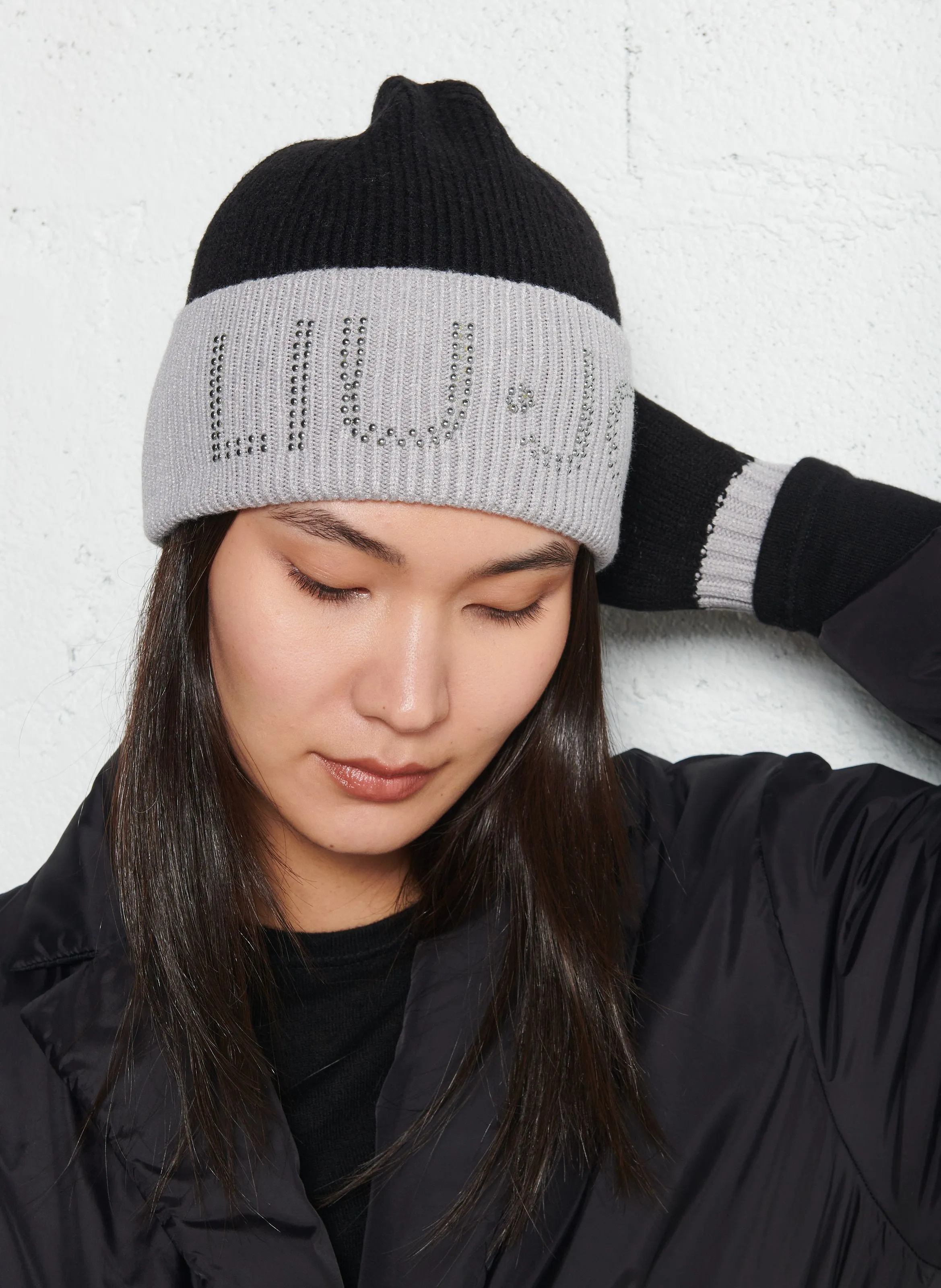 LIU JO Gorro bicolor en negro