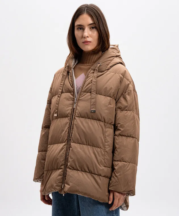 Max Mara Beige two-sided TAFFY down jacket with logo