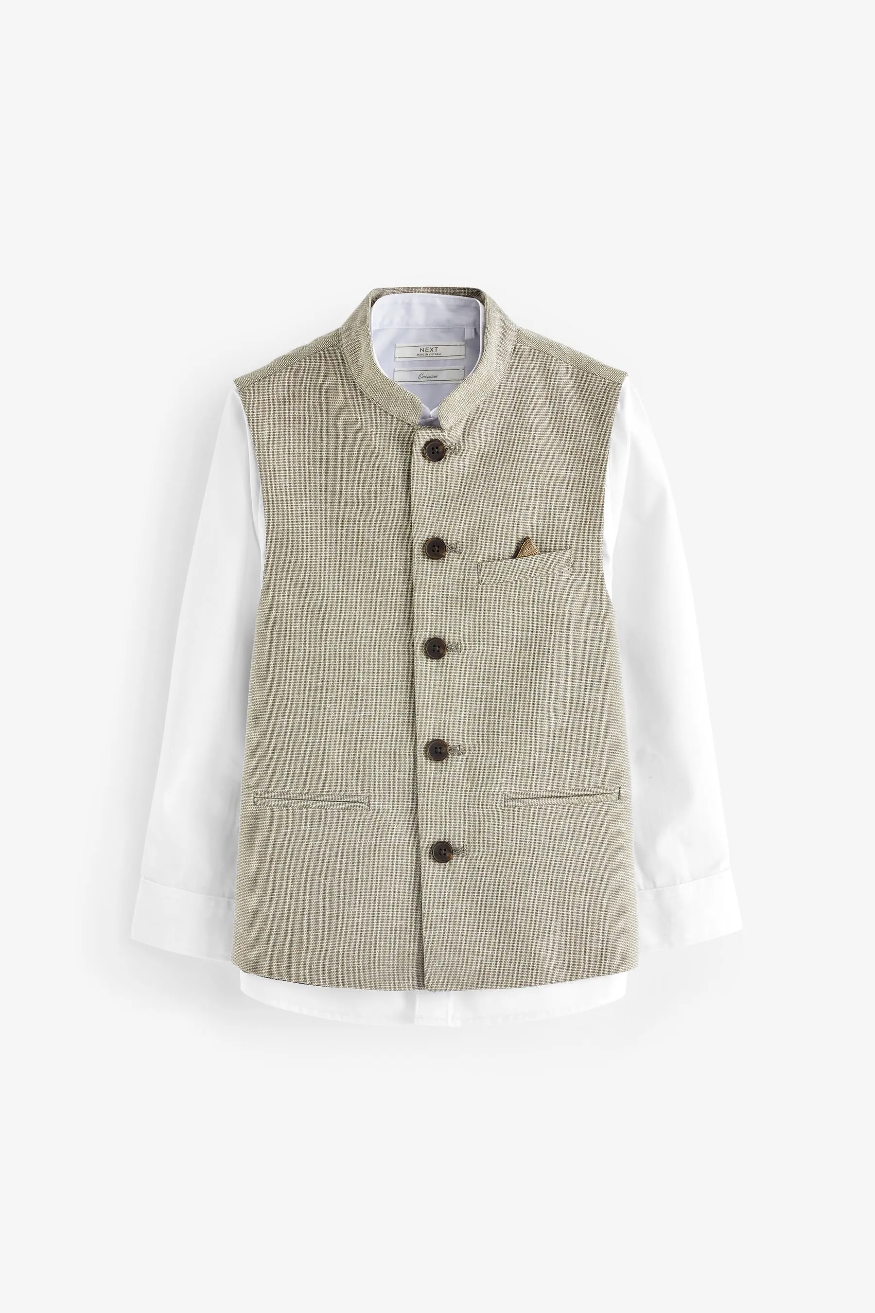 Neutro - Conjunto de camisa y chaleco con cuello Nehru (3-16años)