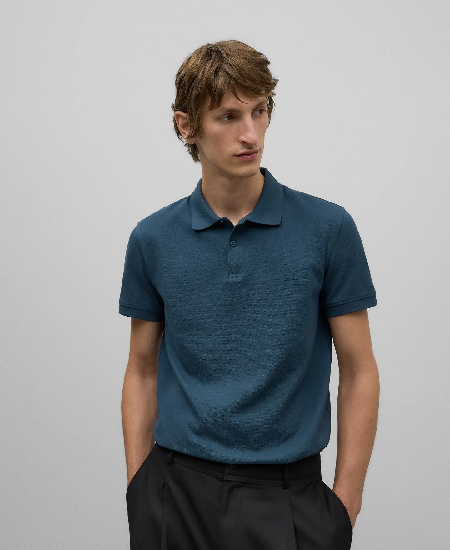 Organic cotton piqué polo shirt man