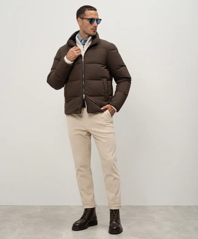 Peserico Brown quilted down jacket