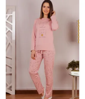 Pijama mujer Rachas&Abreu rosa Gato tallas grandes algodón
