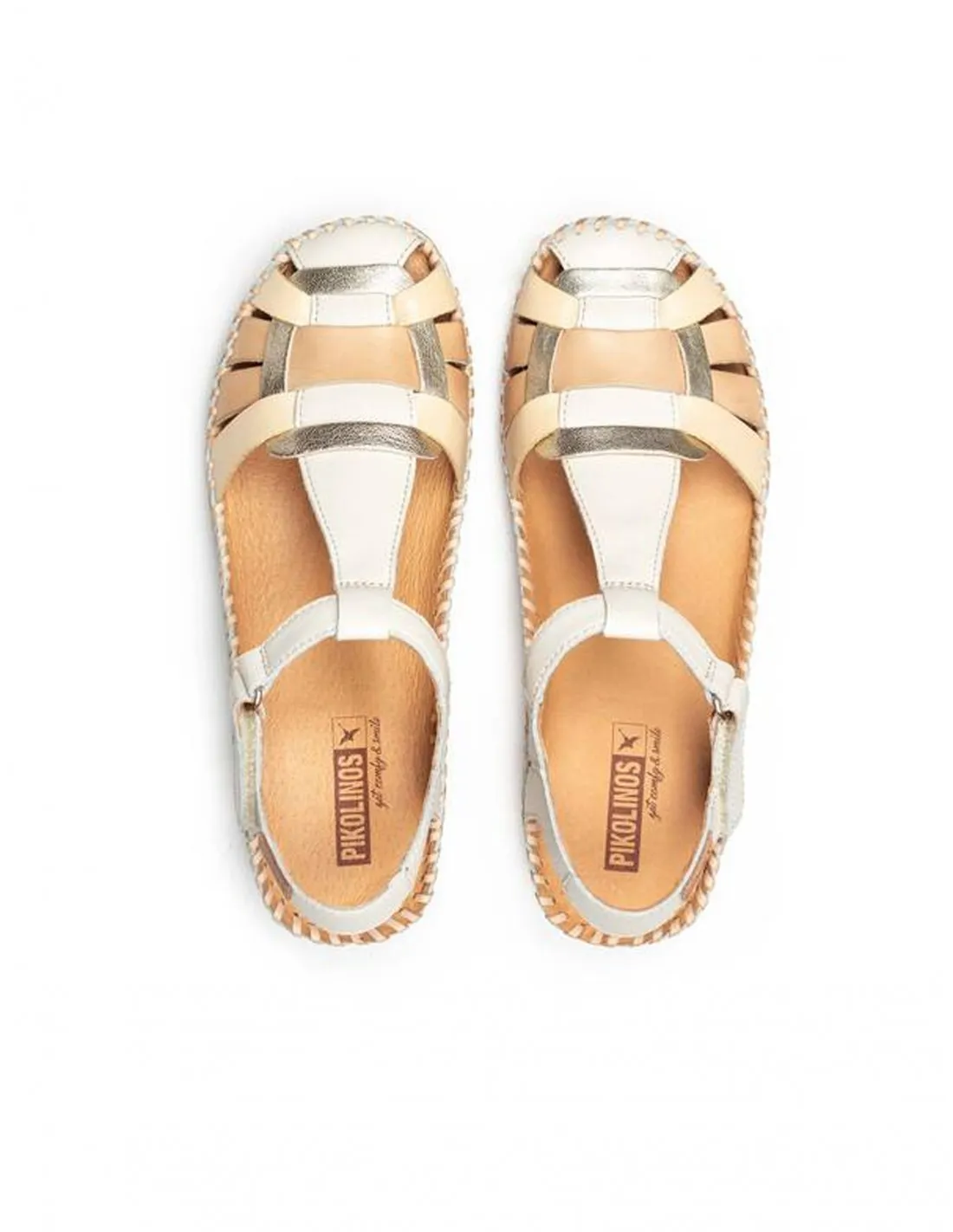 PIKOLINOS Sandalias Cangrejeras Cuña Baja Beige