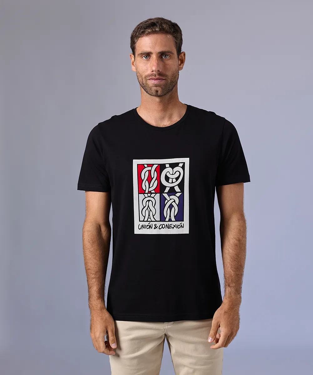 POLO MANGA CORTA UNION Y CONEXIN NEGRO OI24