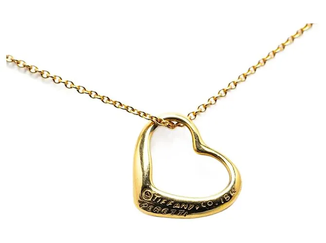 Tiffany & Co Collar colgante corazón abierto en oro Tiffany Elsa Peretti 18K Dorado 
