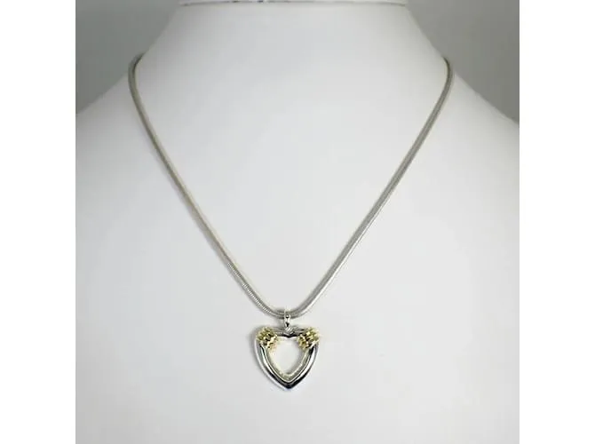 Tiffany & Co Collar de colgante de corazón combinado Tiffany 925/750 Plata Dorado 