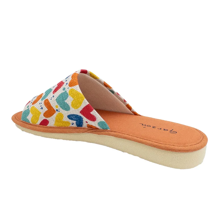 ZAPATILLA GARZÓN P400.188 DESCALZA DE CASA PALA PARA MUJER PINKY CORAZONES DALÍ TEJA PISO EVA ESPECIAL PARQUET 28423